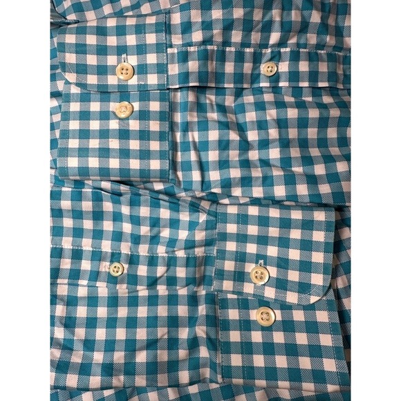 Peter Millar Large Blue White Gingham Dress Shirt Mens Long Sleeve 100% Cotton - Picture 8 of 8